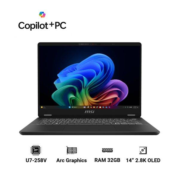 Laptop MSI Prestige 14 AI+ C2VMG-020VN (Ultra 7 258V | 32GB | 1TB | Intel Arc Graphics | 14″ 2.8K OLED | Win 11| Xám)